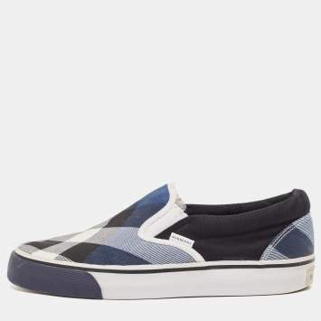 Pre Owned Burberry Tricolor Nova Check Canvas Slip On Sneakers Size 38