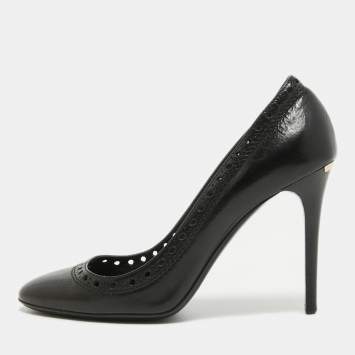 Pre Owned Burberry Black Brogue Leather Pumps Size 38
