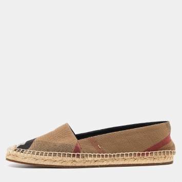 Pre Owned Burberry Brown Nova Check Canvas Espadrille Flats Size 40