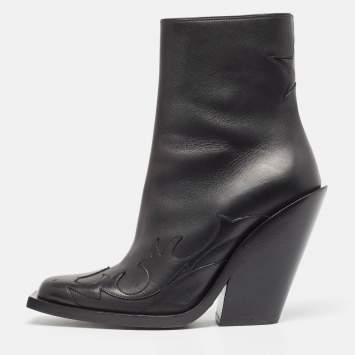 Pre Owned Burberry Black Leather Ankle Boots Size 39