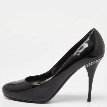 Pre Owned Burberry Black Patent Leather Round Toe Pumps Size 40