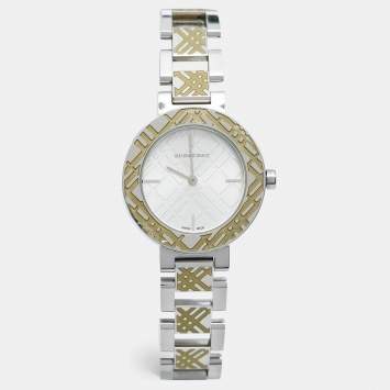 Pre Owned Burberry Silver Stainless Steel Heritage BU1181 Women's Wristwatch 33 mm