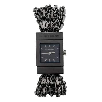 Pre Owned Burberry Black PVD Coated Stainless Steel Chain BU5601 Women's Wristwatch 20 mm