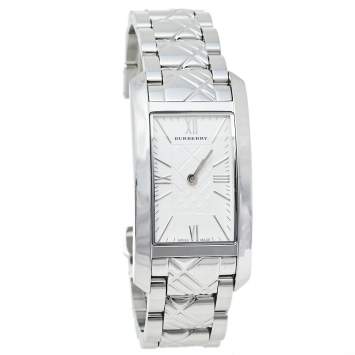 Pre Owned Burberry Silver Stainless Steel BU1090 Quartz Women's Wristwatch 25 mm