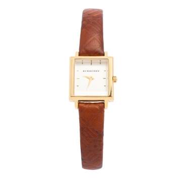 Pre Owned Burberry Silver Gold Plated Stainless Steel BU2008 Women's Wristwatch 25 mm