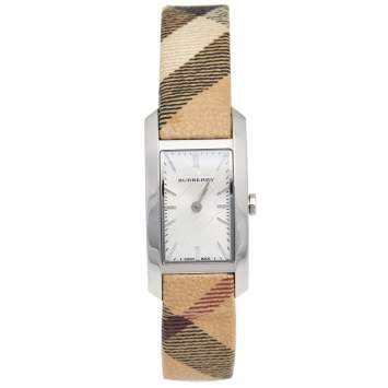 Pre Owned Burberry Silver Stainless Steel Leather The Pioneer BU9508 Women's Wristwatch 20 mm 