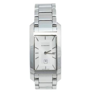 Pre Owned Burberry Silver Stainless Steel BU1056 Women's Wristwatch 25 mm