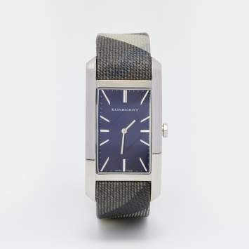 Pre Owned Burberry Black Stainless Steel Canvas Nova BU9405 Women's Wristwatch 25 mm