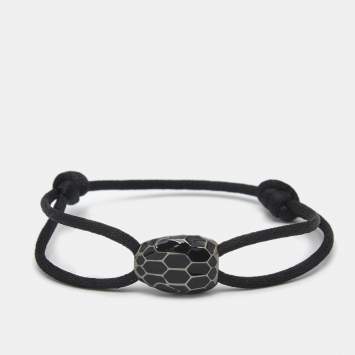 Bvlgari Serpenti Forever Enamel Gunmetal Tone Adjustable Cord Bracelet