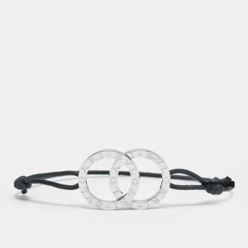 مملوكة مسبقًا Bvlgari Fortuna Interlocking Circles Sterling Silver Cord Bracelet