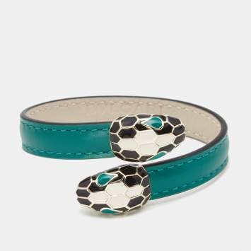 Bvlgari Serpenti Forever Enamel Leather Gold Tone Bracelet