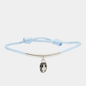 Bvlgari Serpenti Forever Enamel Silver Tone Cord Bracelet