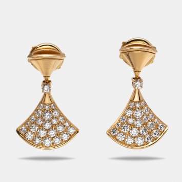 Pre Owned Bvlgari Divas' Dream Diamond 18k Yellow Gold Earrings