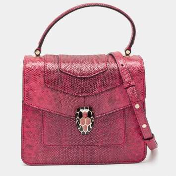 Bvlgari Red Karung Serpenti Forever Flap Top Handle Bag