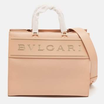 Bvlgari Dusty Pink Leather Logo Tote