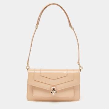 Bvlgari Beige Leather Serpenti Forever East West Shoulder Bag