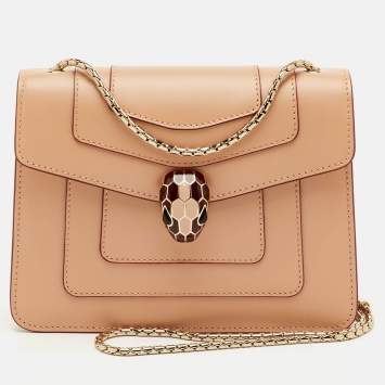 مملوكة مسبقًا Bvlgari Serpenti Forever Small Beige Leather Shoulder Bag