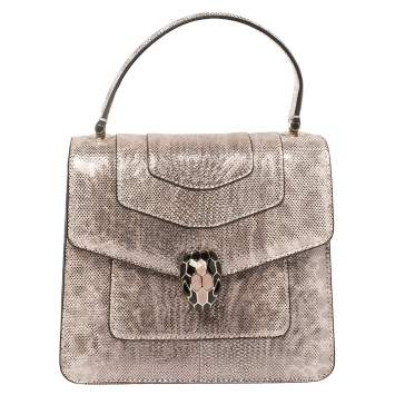 Pre Owned Bvlgari Metallic Pink Karung Serpenti Forever Top Handle Bag