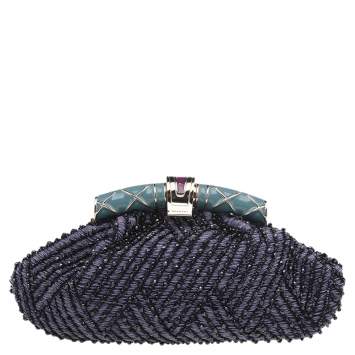 Pre Owned Bvlgari Multicolour Beaded Satin Clutch