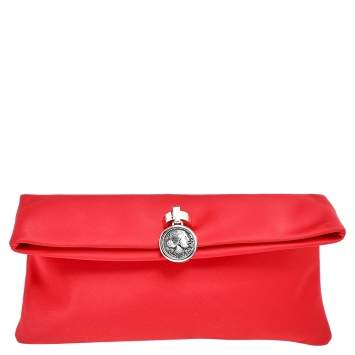 Pre Owned Bvlgari Red Satin Monete Clutch