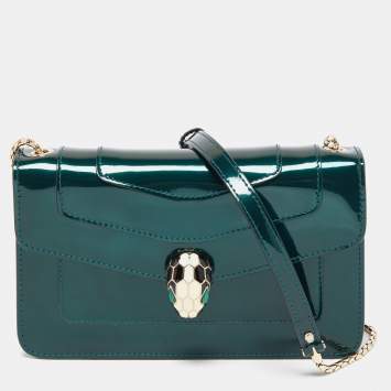 Bvlgari Green Patent Leather Serpenti Forever Crossbody Bag