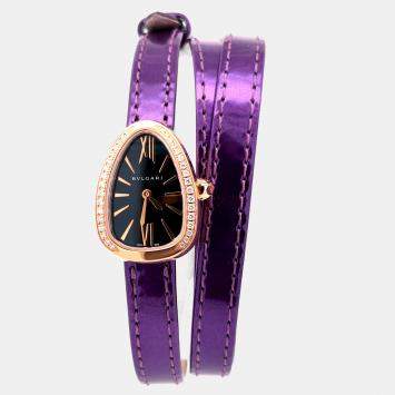 Pre Owned Bvlgari Serpenti 102727 Quartz White Rose Gold Women’s Wristwatch 35 mm