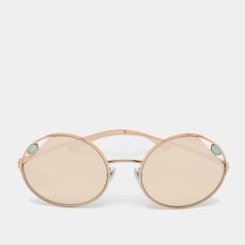 Bvlgari Rose Gold Mirrored BV 6159 Round Sunglasses