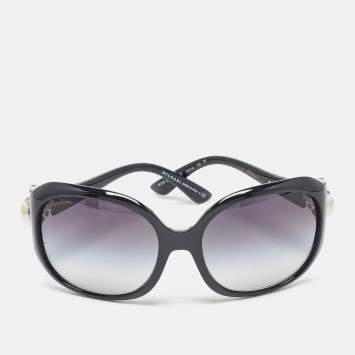 Pre Owned Bvlgari Black Gradient Limited Edition Crystals Embellished Oversized Sunglasses