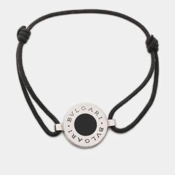 Bvlgari Enamel Sterling Silver Adjustable Cord Bracelet