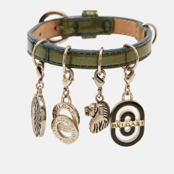 Bvlgari Blue Patent Leather Charm Bracelet
