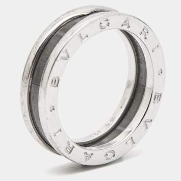 Pre Owned Bvlgari B.Zero1 Save the Children Ceramic Sterling Silver Ring Size 61