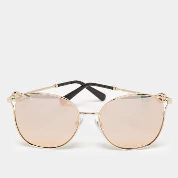 Pre Owned Bvlgari Gold Mirrored 6114 Cat-Eye Sunglasses