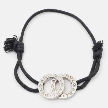 Bvlgari Bvlgari Interlocking Circles Sterling Silver Adjustable Cord Bracelet