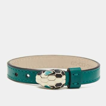 Bvlgari Serpenti Forever Enamel Leather Gold Tone Bracelet