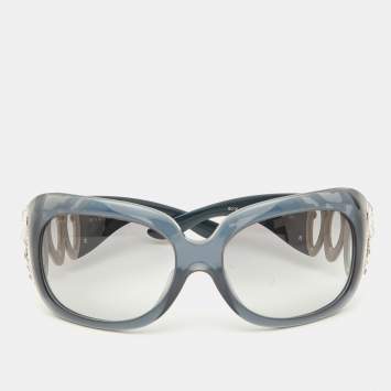 Bvlgari Grey/Grey Gradient 8016-B Crystal Embellished Oversized Sunglasses