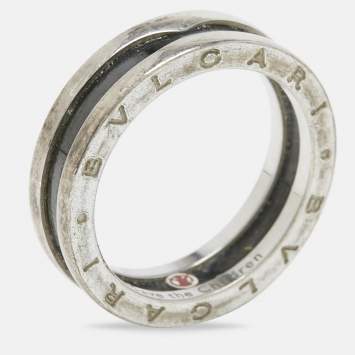 Pre Owned Bvlgari B.Zero1 Save the Children Ceramic Sterling Silver Ring Size 65