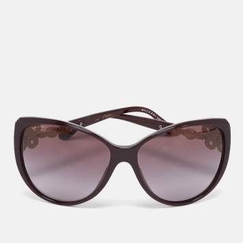Pre Owned Bvlgari Burgundy Gradient 8097-B Crystal Flower Cat Eye Sunglasses