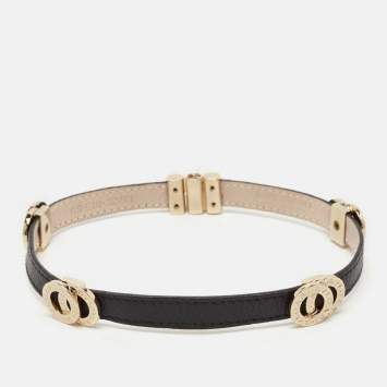 Bvlgari Bvlgari Leather Gold Tone Wrap Bracelet