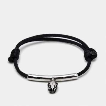 Bvlgari Serpenti Forever Enamel Silver Tone Cord Bracelet