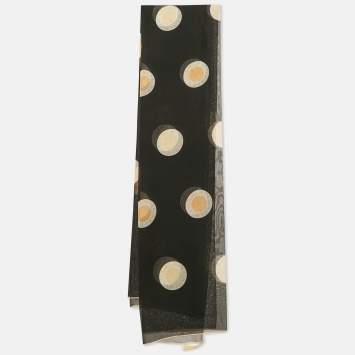 Bvlgari Black Logo Print Silk Chiffon Stole