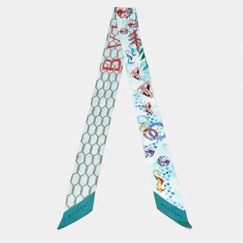 Bvlgari Limited Edition Blue Sea Animals Printed Silk Twilly