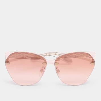 Pre Owned Bvlgari Pink Rose Gold Tone Metal 6107 Scalesbeat Serpenti Sunglasses