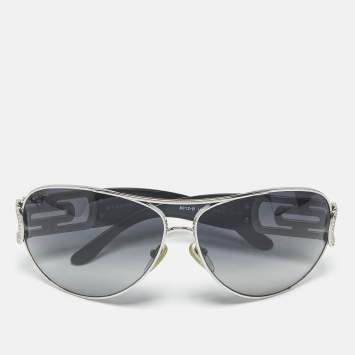 Pre Owned Bvlgari Black Gradient 6012-B Crystals Aviators Sunglasses