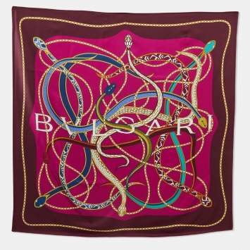 Pre Owned Bvlgari Pink/Burgundy Serpenti 75 Silk Scarf 