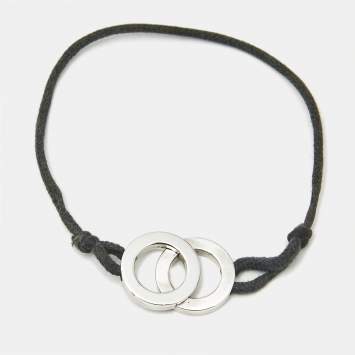 Pre Owned Bvlgari Iconic Double Logo Sterling Silver Cord Bracelet