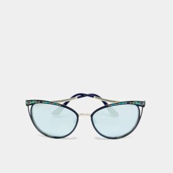 Pre Owned نظارة شمسية بلغاري 6083 سيربنتي عين القطة مرآة زرقاء