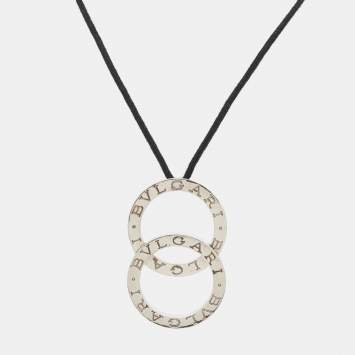 مملوكة �مسبقًا Bvlgari Fortuna Grande Sterling Silver Pendant Black Cord Necklace