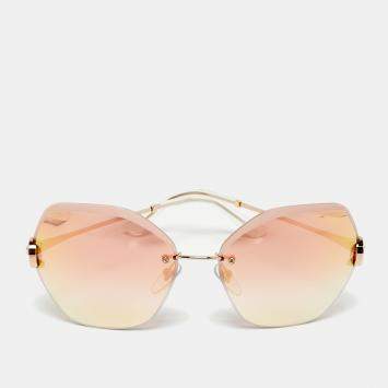 Pre Owned نظارة شمسية بلغاري فراشة مرآة 6105 بتدرج وردي