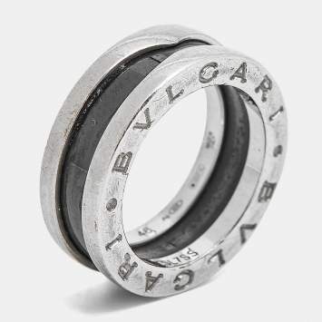 Pre Owned Bvlgari Save The Children Ceramic Sterling Silver Ring Size 46