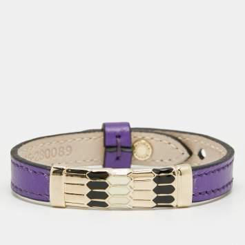 Pre Owned سوار بلغاري سيربنتي جلدي إيناميل مطلي بالذهب